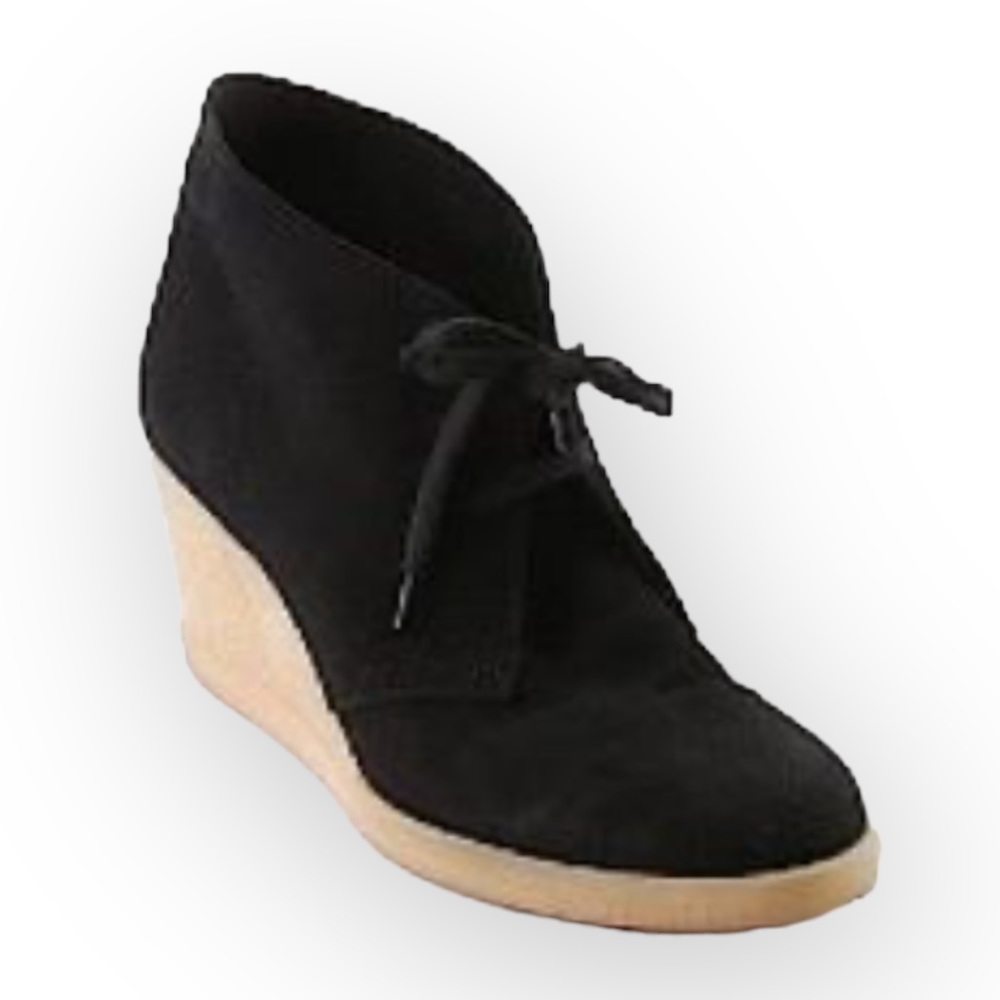 J. CREW MacAlister Black Suede Wedge Ankle Boots - Picture 2 of 14